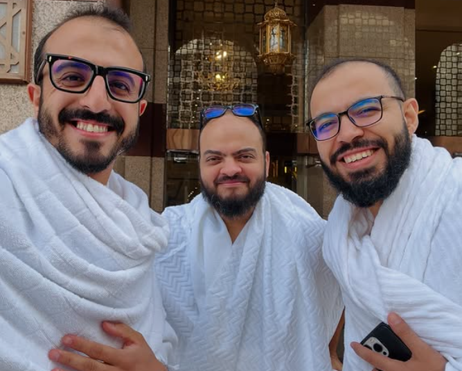 Abo Zaid with his friends in Umrah
