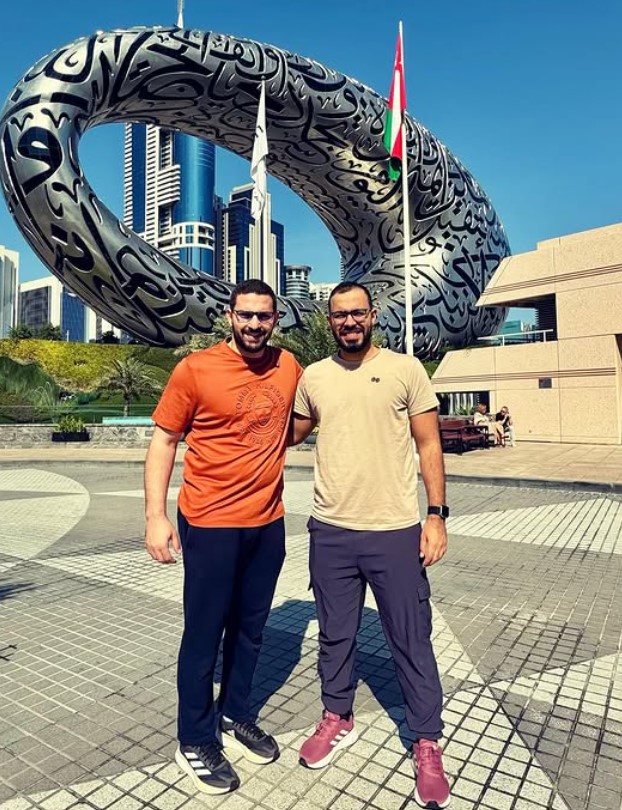 Abo Zaid with his friend Kareem Ismail